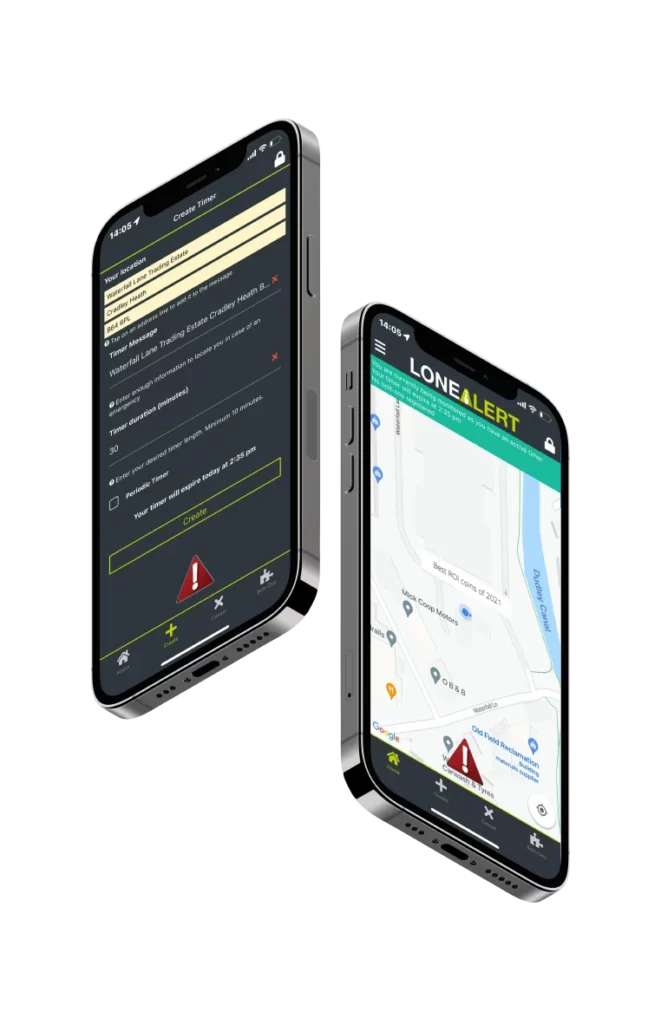 LONEALERT Lone Worker App on mobile device