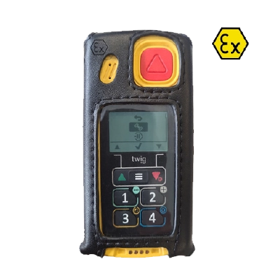 Secure leather case for the Twig One ATEX device with transparent window